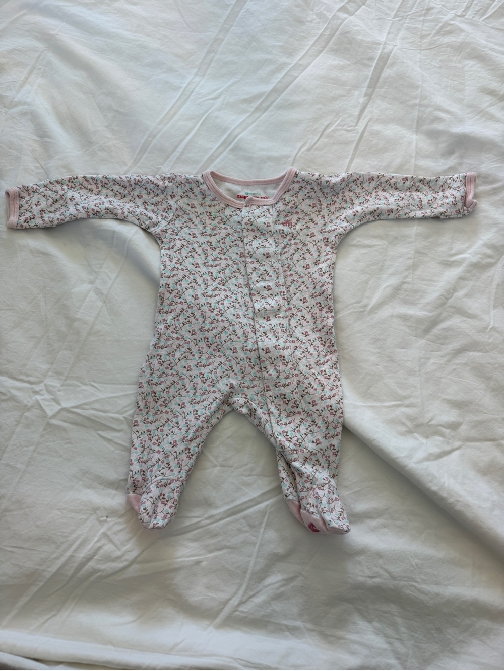 Baby Girls' Pink Floral Footed One-Piece Sleeper organic cotton